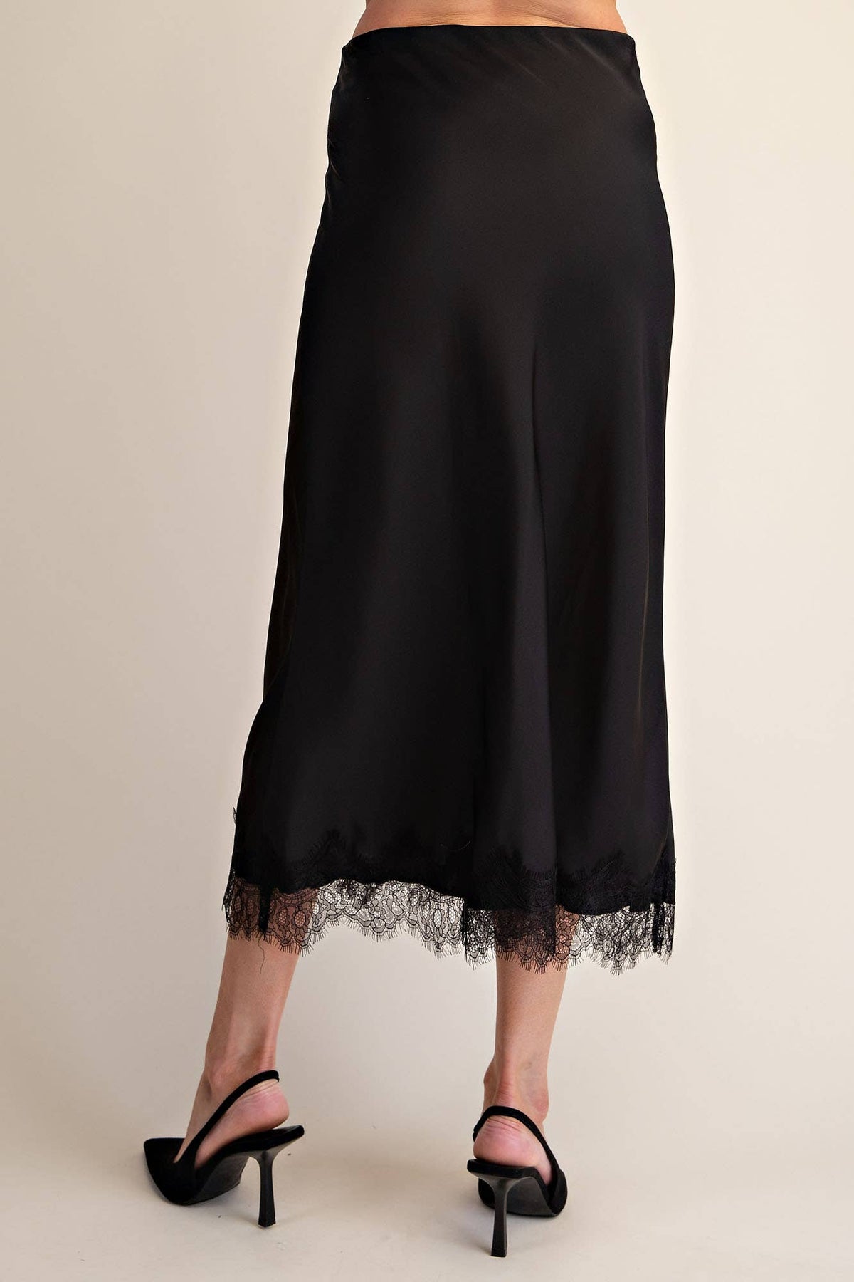 Lace Allure Midi Skirt-Black
