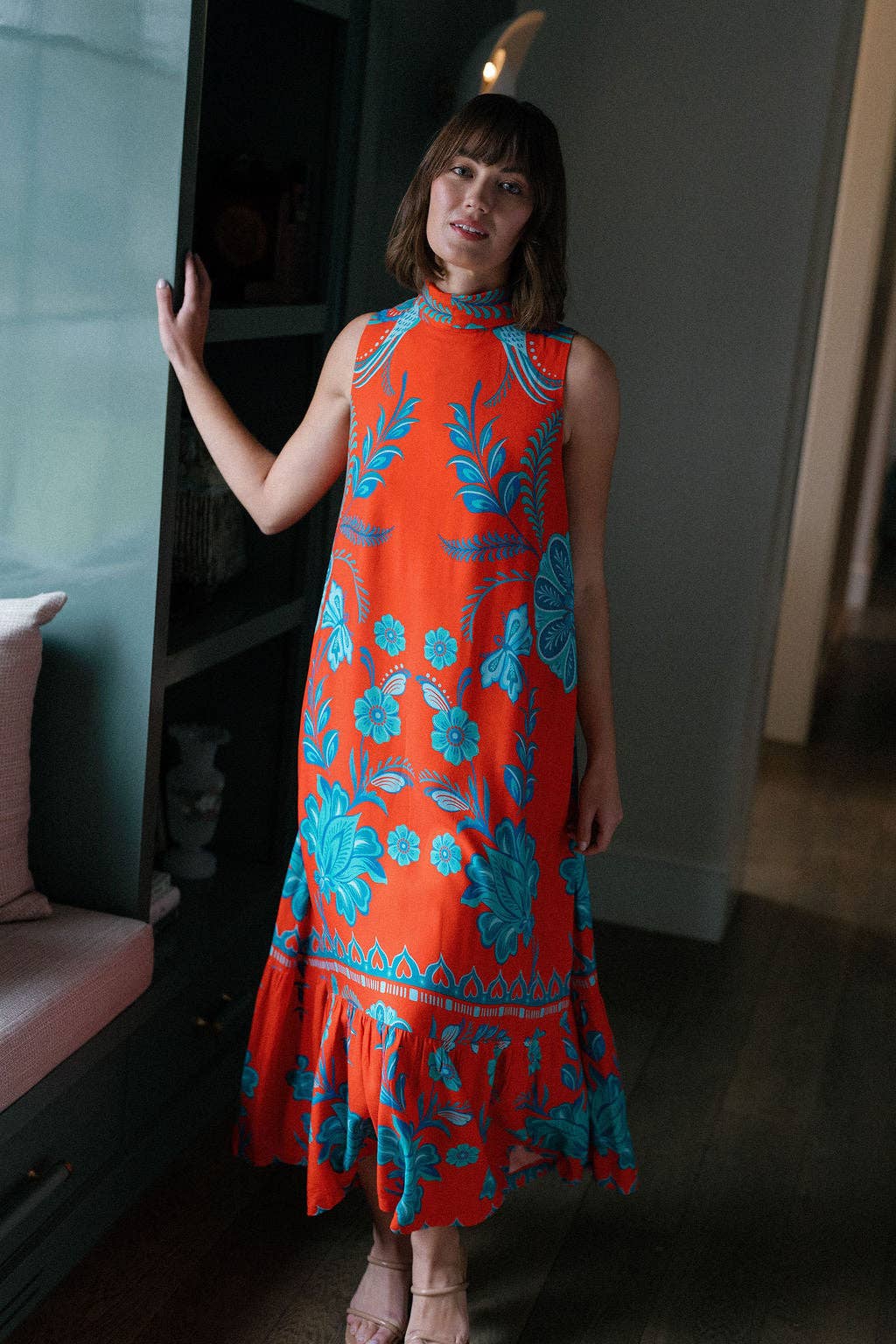Sunset Coral Maxi Dress XS