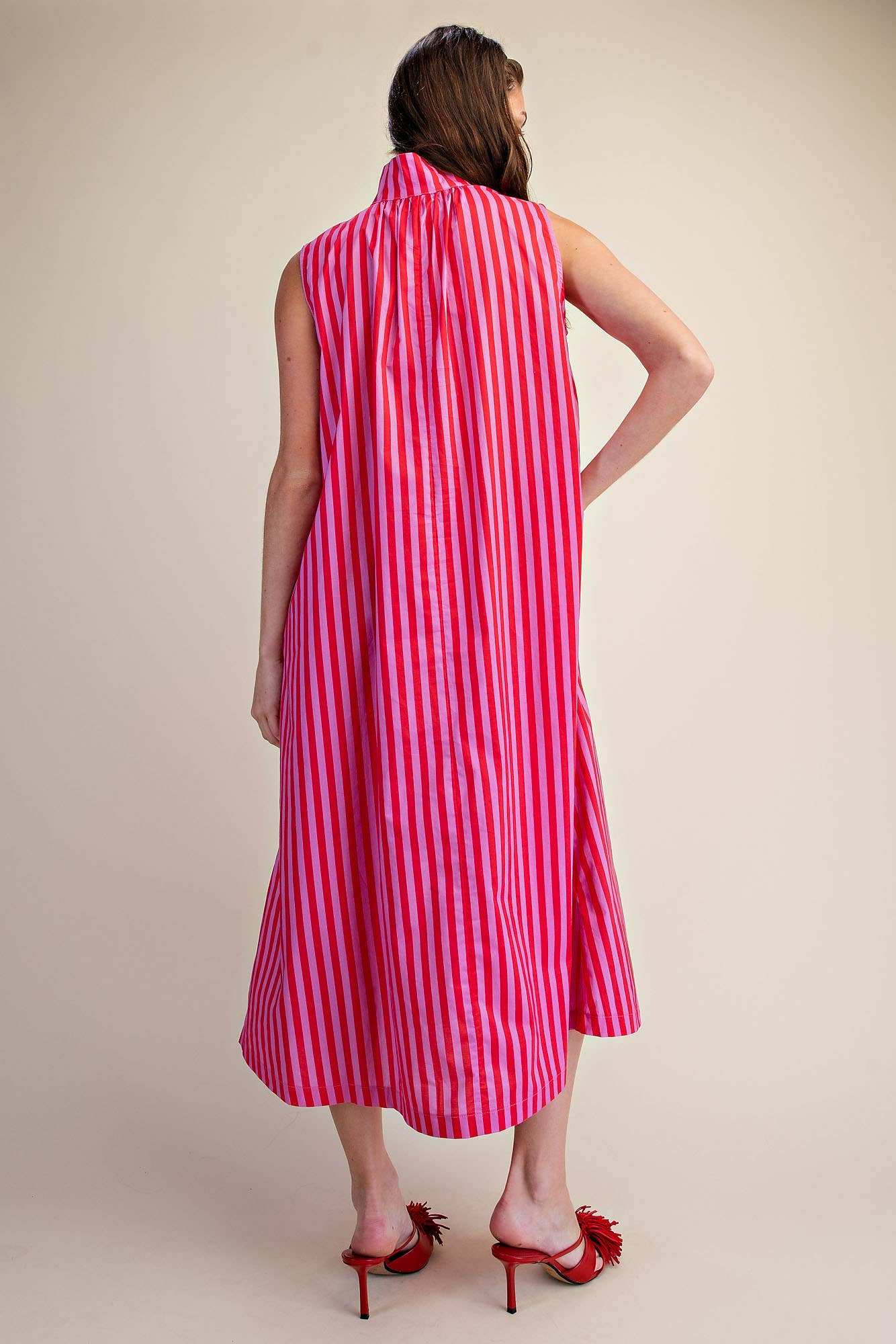 Nantucket Stripe Maxi Dress-Pink