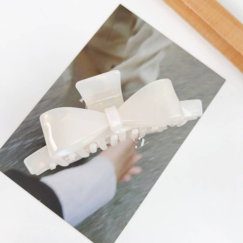Bow Acetate Hair Clip-White