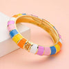 Enamel Bamboo Hinged Bangle Bracelet-Multi