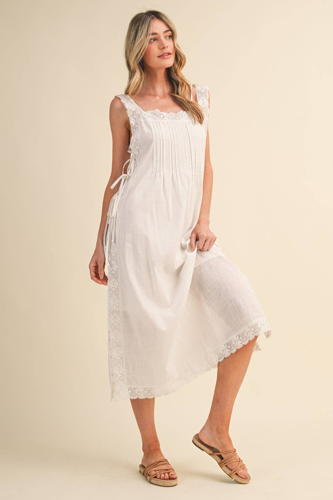 PREORDER: Fleur Romance Midi Dress-Off White