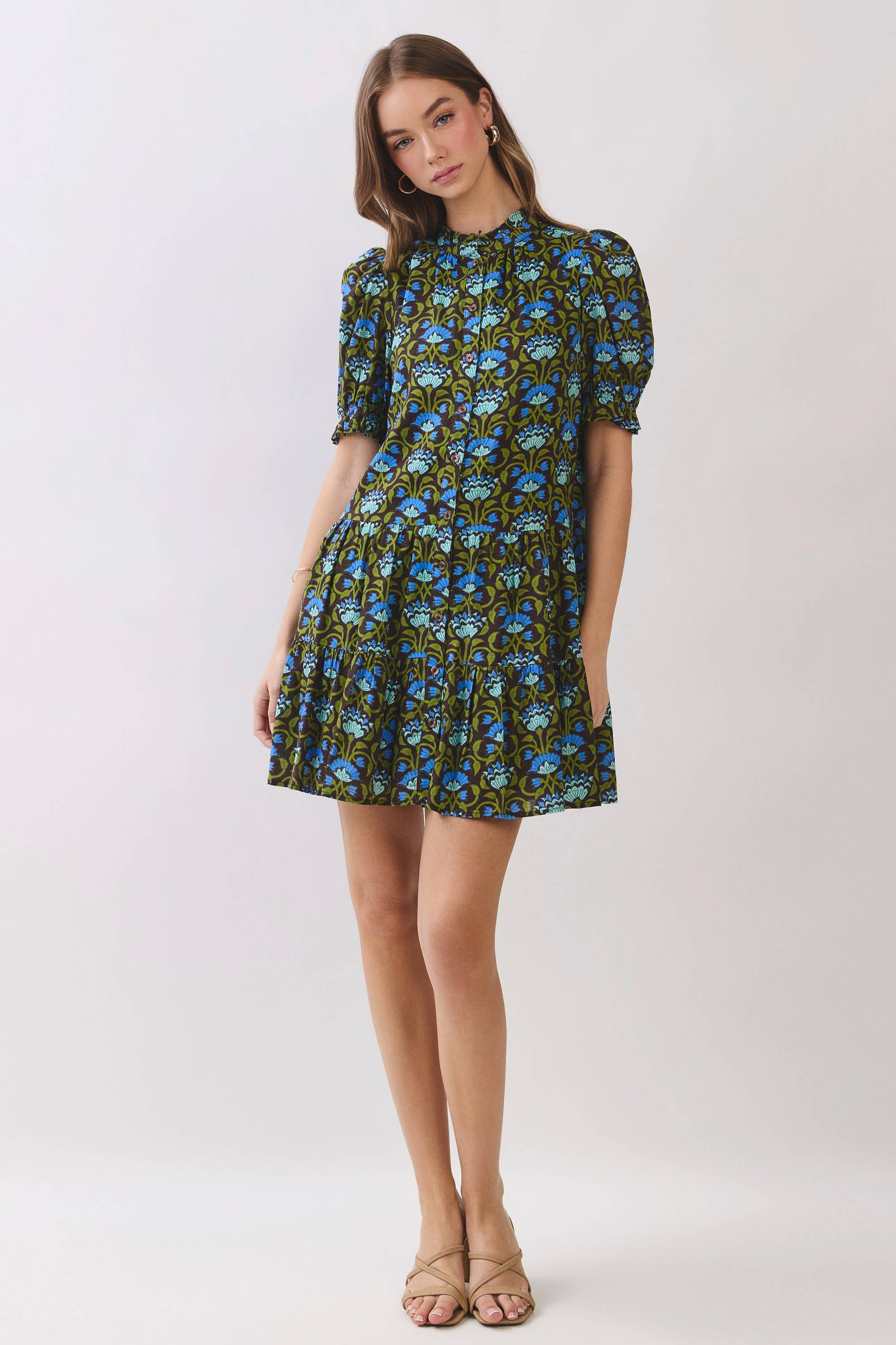 Baby Blossom Mini Dress-Brown