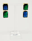 Princess Double Jeweled Earrings- Emerald Green