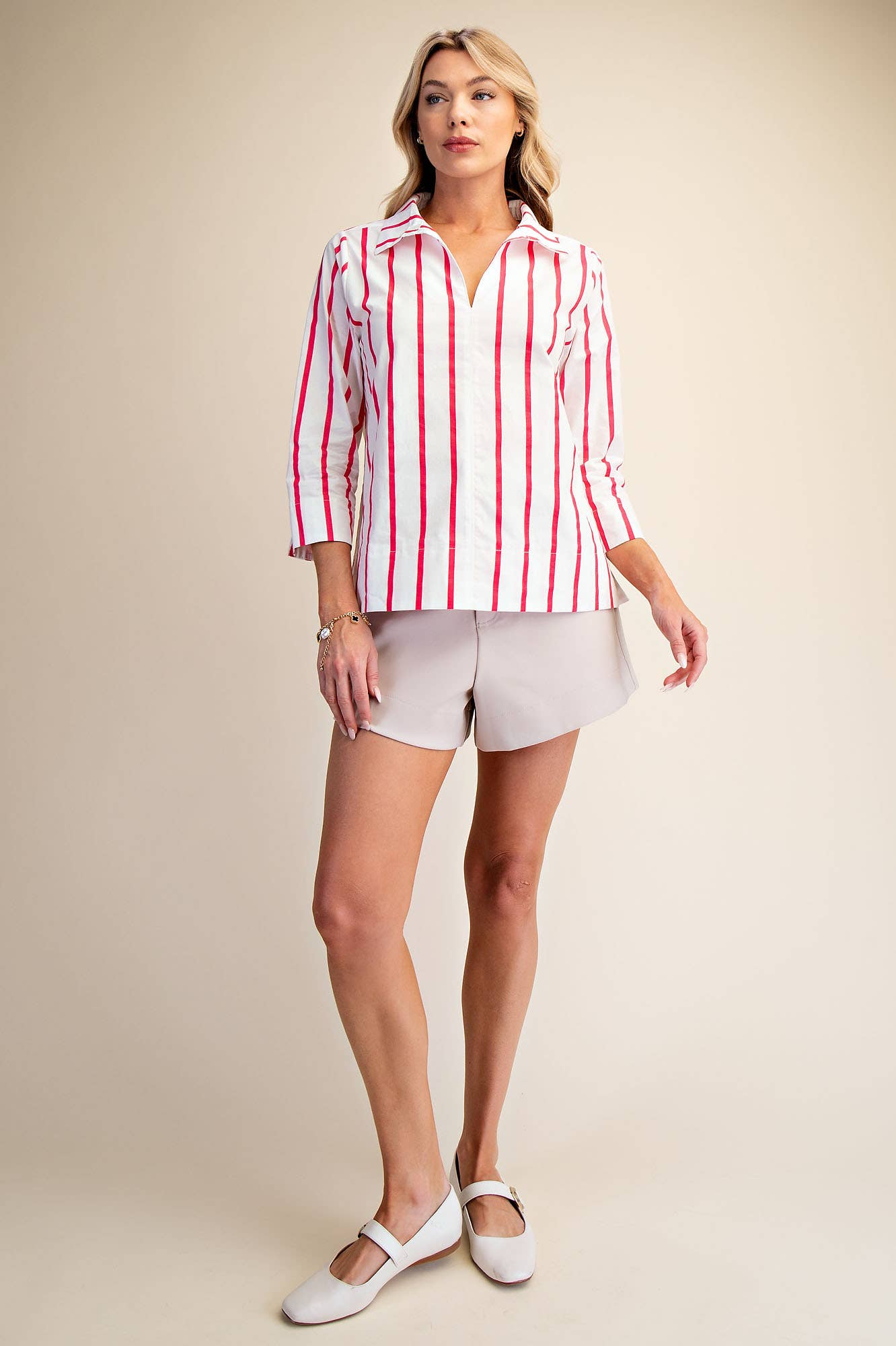 Everly Stripe Top-Pink