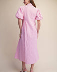 Nautical Grace Midi Dress-Pink