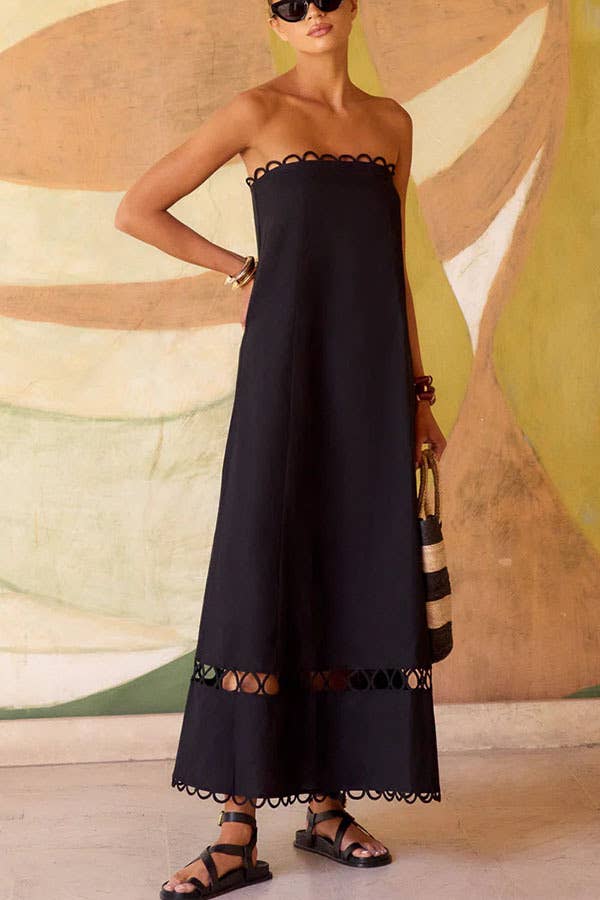 Summer Glam Strapless Dress-Black