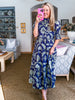 Season of Style Floral Midi Dress-Navy
