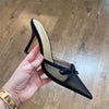 Satin Bow and Mesh Heel- Black