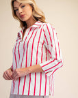 Everly Stripe Top-Pink