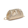 Tate Woven Frame Clutch-Gold
