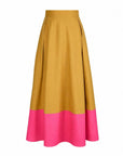 Fairmont Colorblock Skirt-Camel/Hot Pink