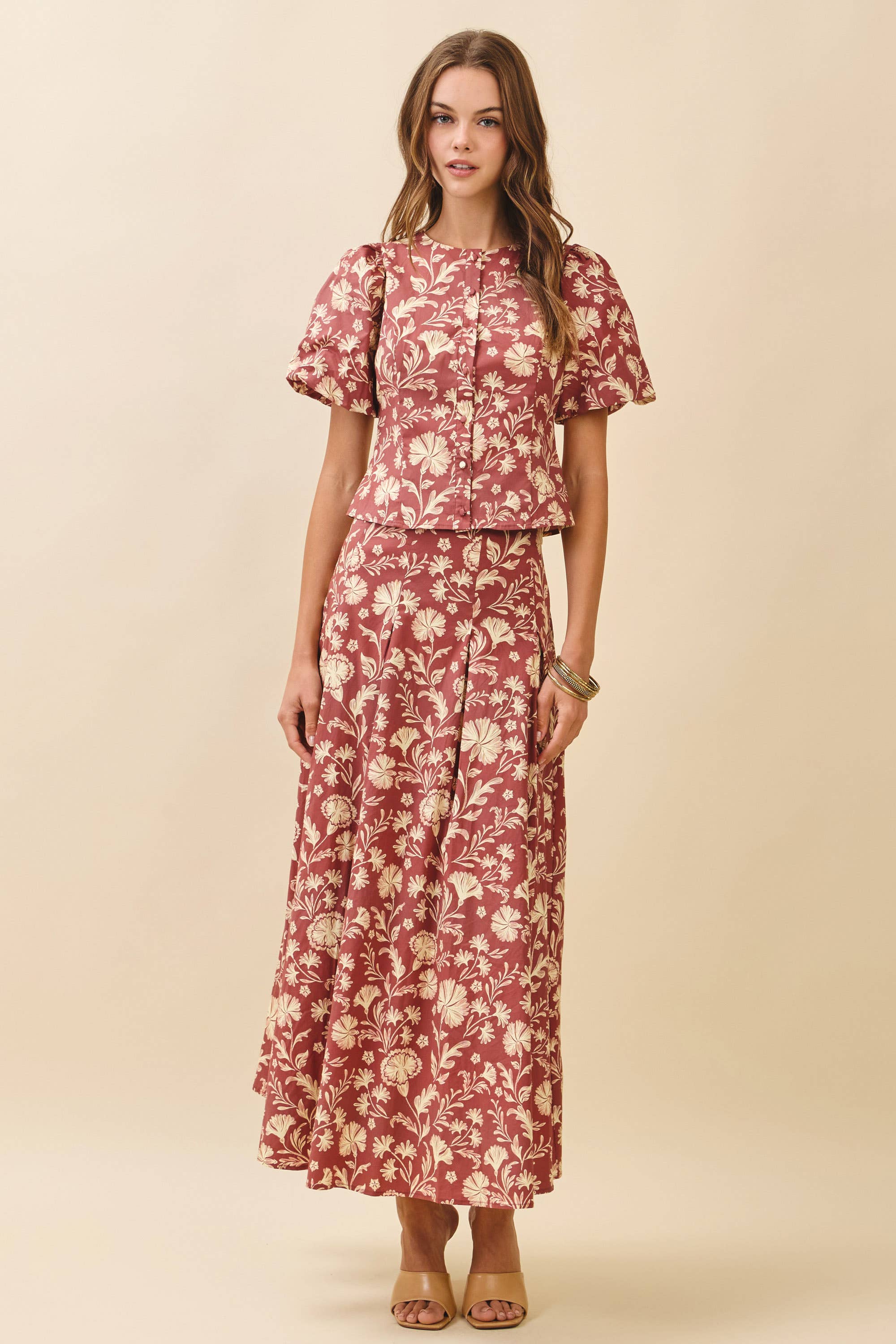 Falling Hard Floral Button Down Top