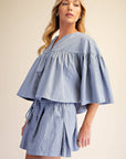 Swing Cape Stripe Top-Slate