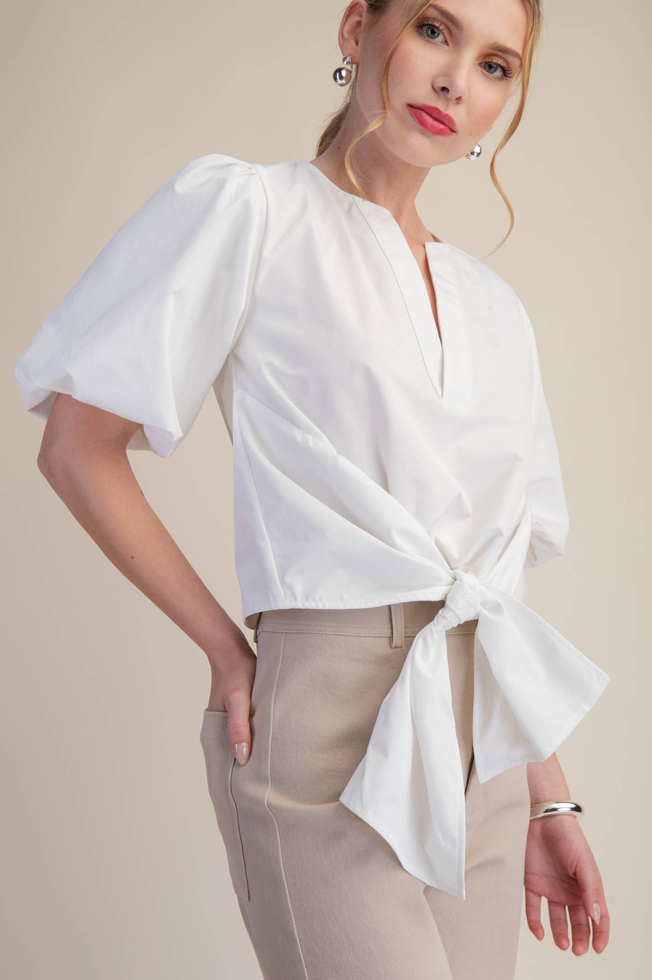Dahlia Puff Sleeve Top-White