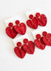 Rattan Heart Earrings- Red