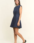 Sweet Afternoons Mini Dress-Navy