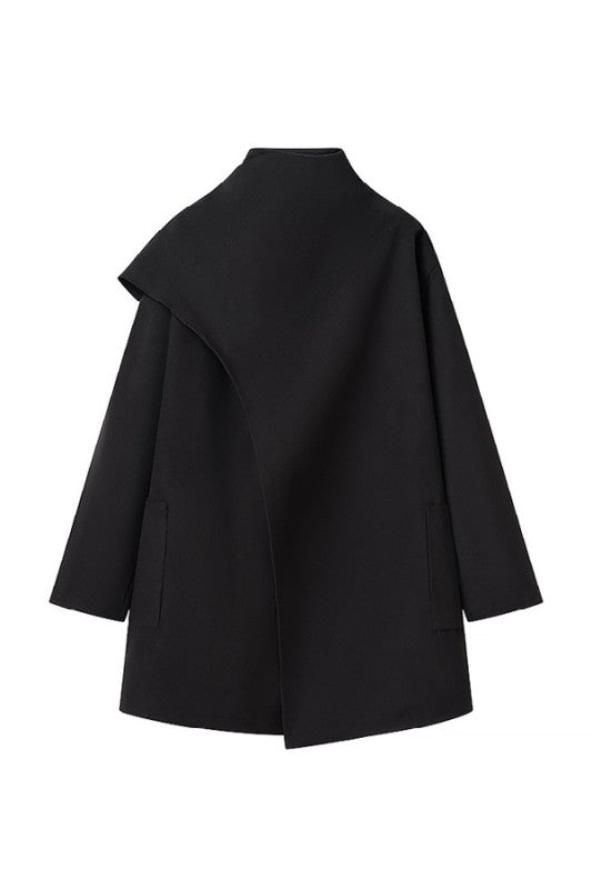 Ready and Chic Shawl Collar Coat-Black