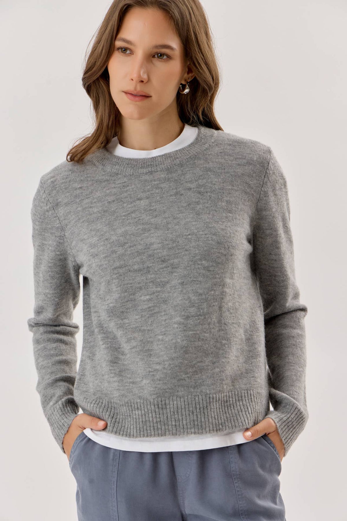Soft Embrace Crewneck Sweater-Heather Gray