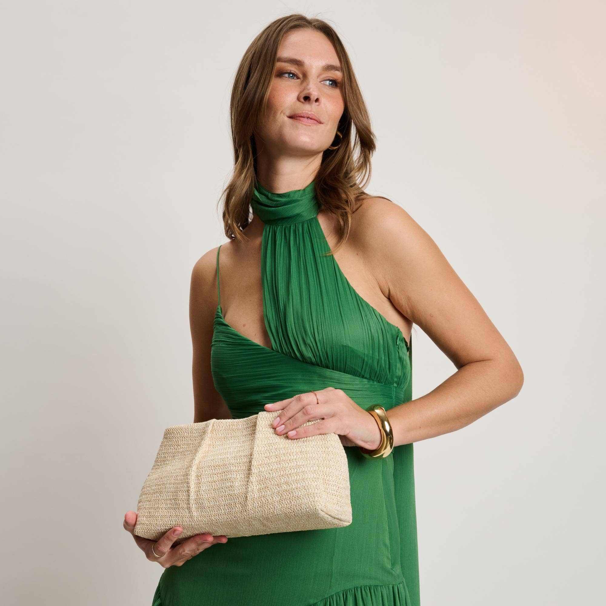 Breeze Woven Clutch-Coral