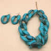 Chain Link Necklace and Earring Set-Blue