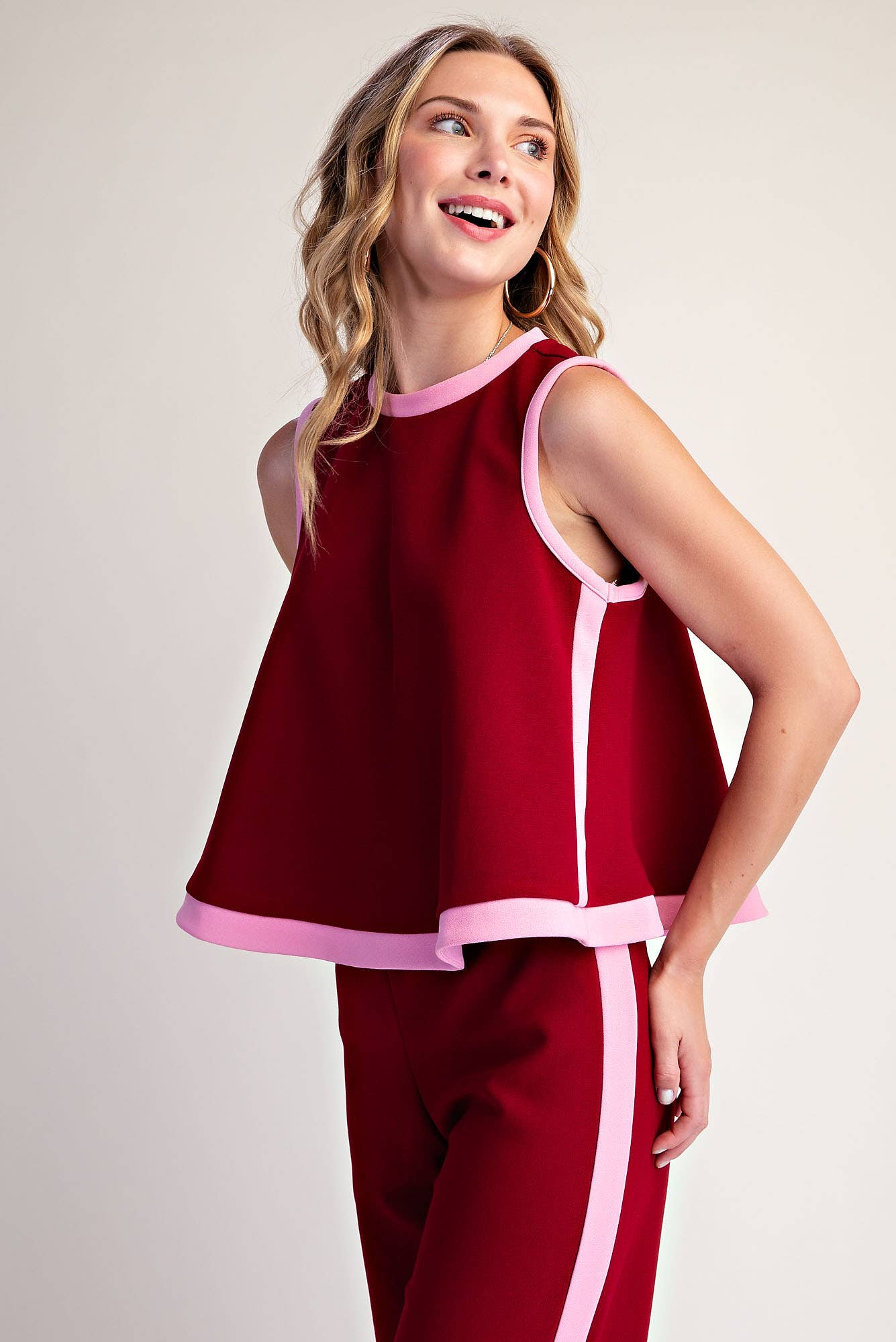 Soft Motion Knit Top-Burgundy