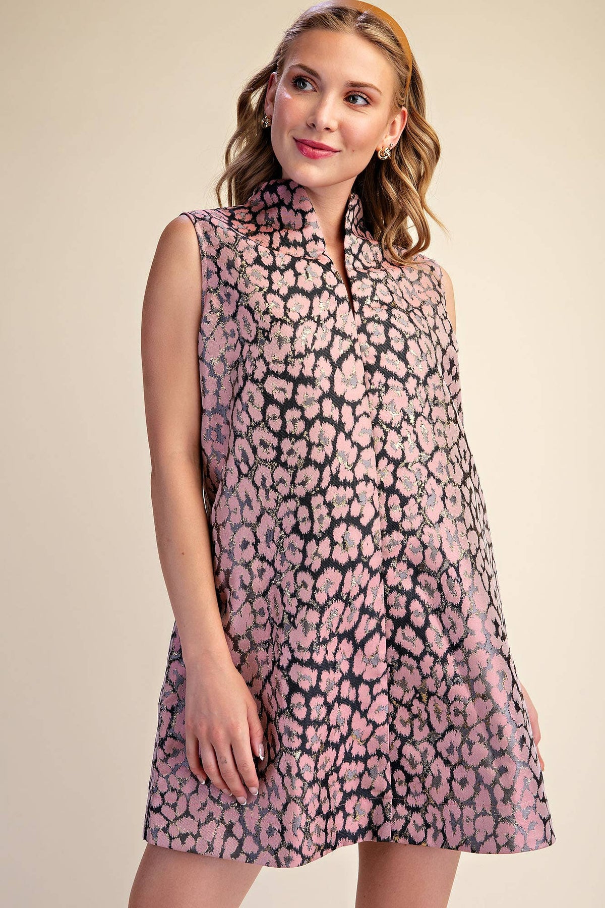 Huntress Jacquard Mini Dress-Pink