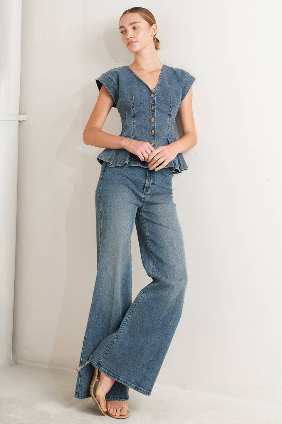 Barrel Race Denim Peplum Top