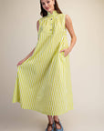 Nantucket Stripe Maxi Dress-Lime