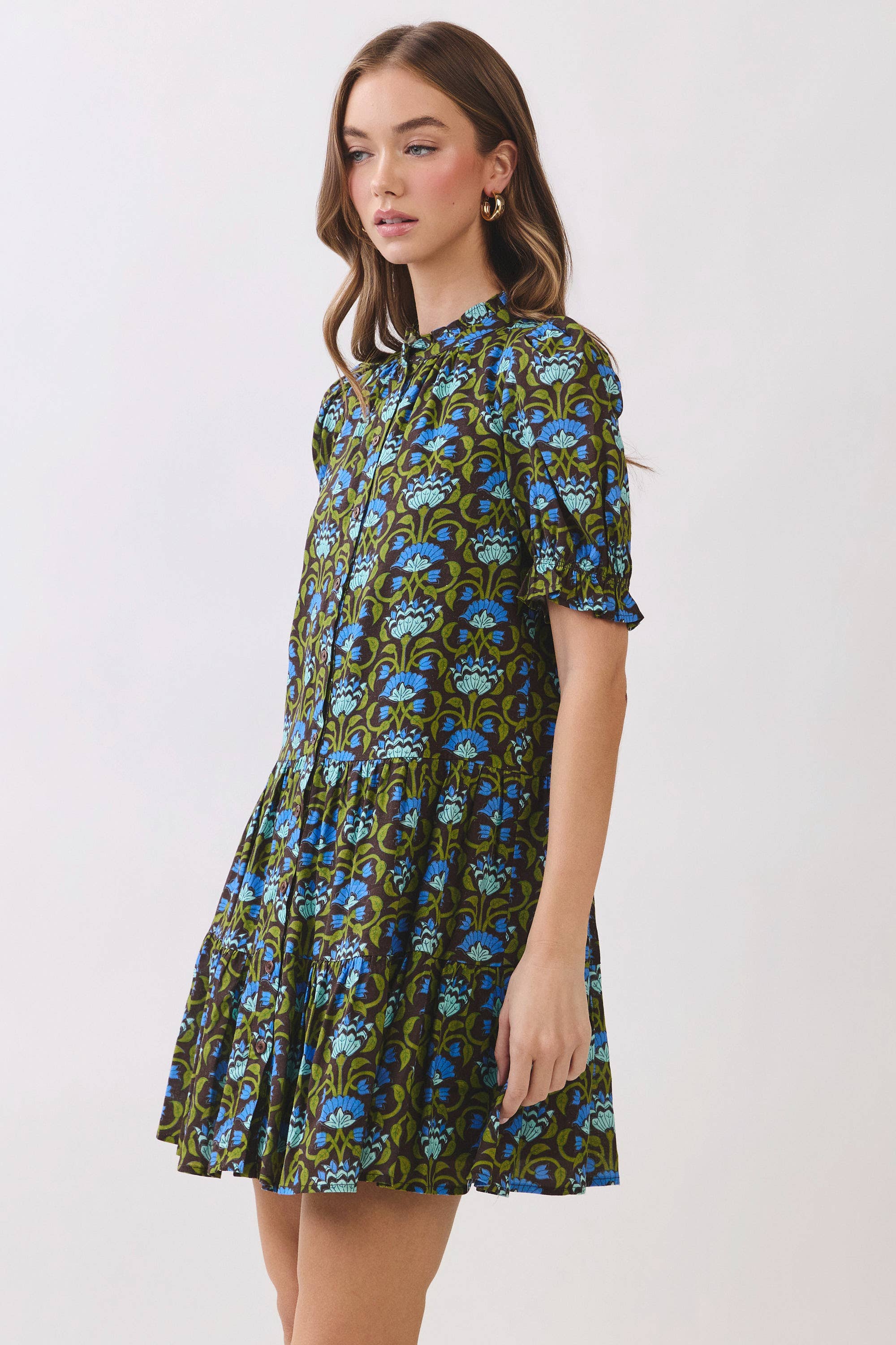 Baby Blossom Mini Dress-Brown