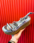 Misty Laceup Wedge- Silver