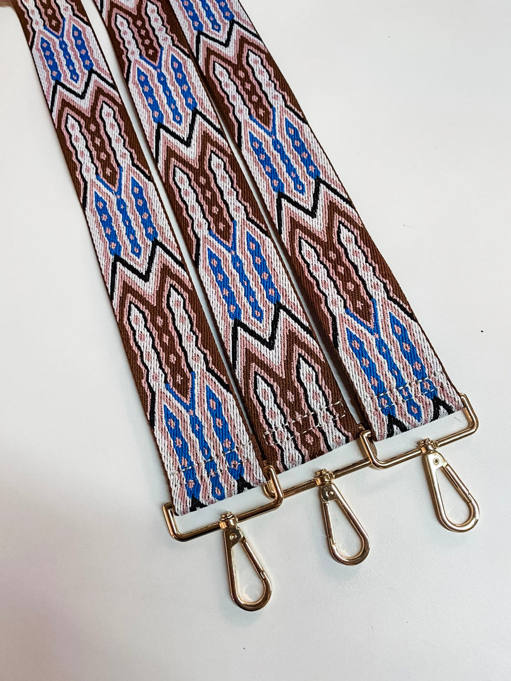 Mayan Print Bag Strap-Light Pink/Brown/Blue