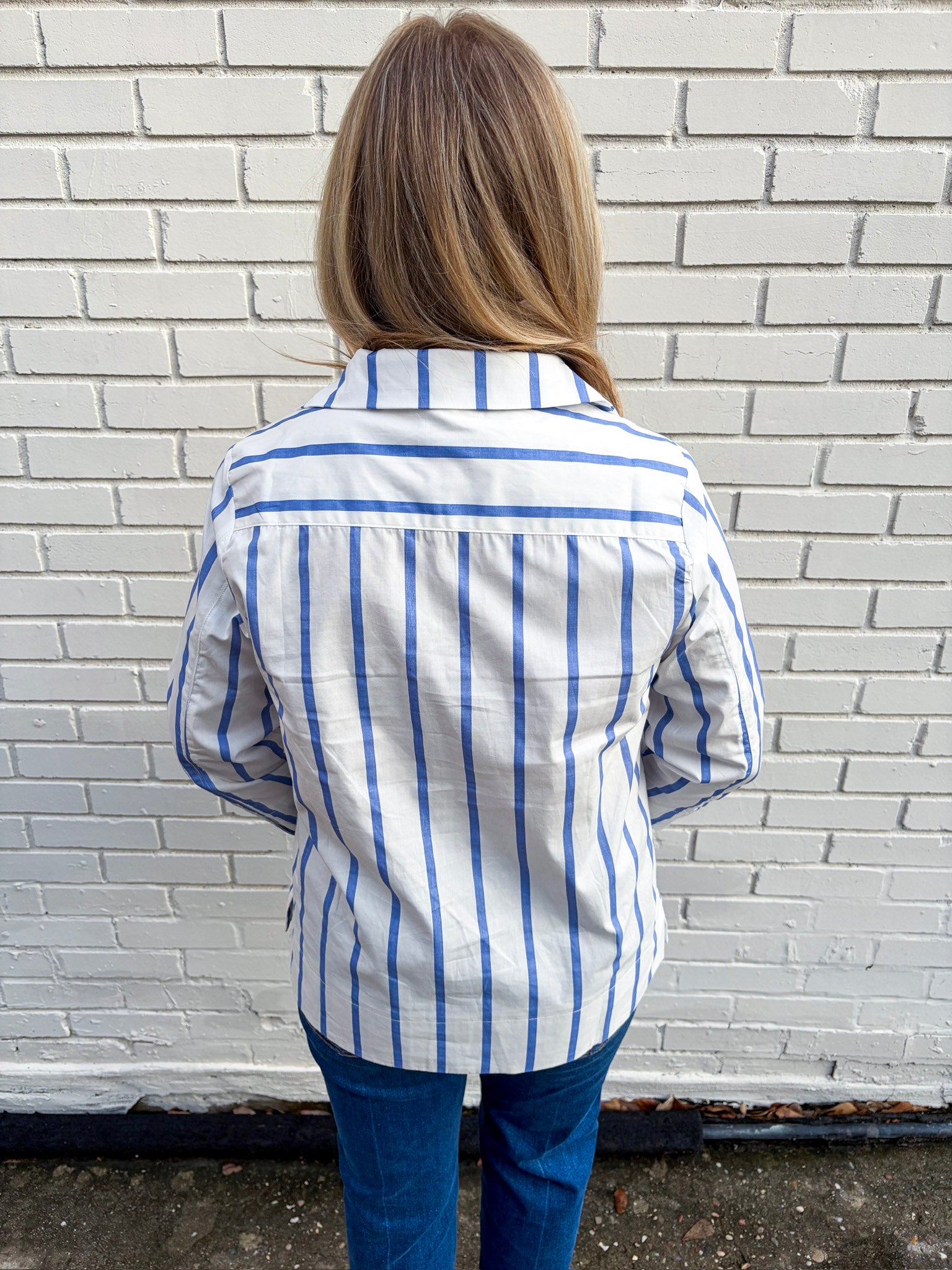 Everly Stripe Top-Blue