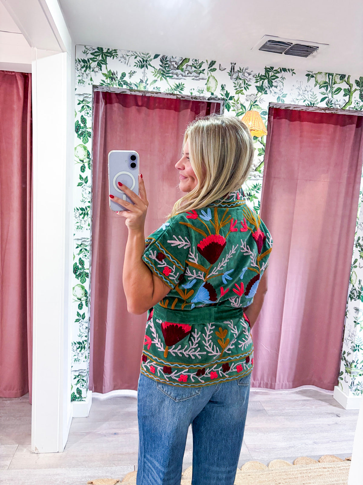Rustic Retreat Velvet Jacket-Green
