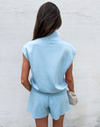 Sunny Side Knit Shorts-Light Blue