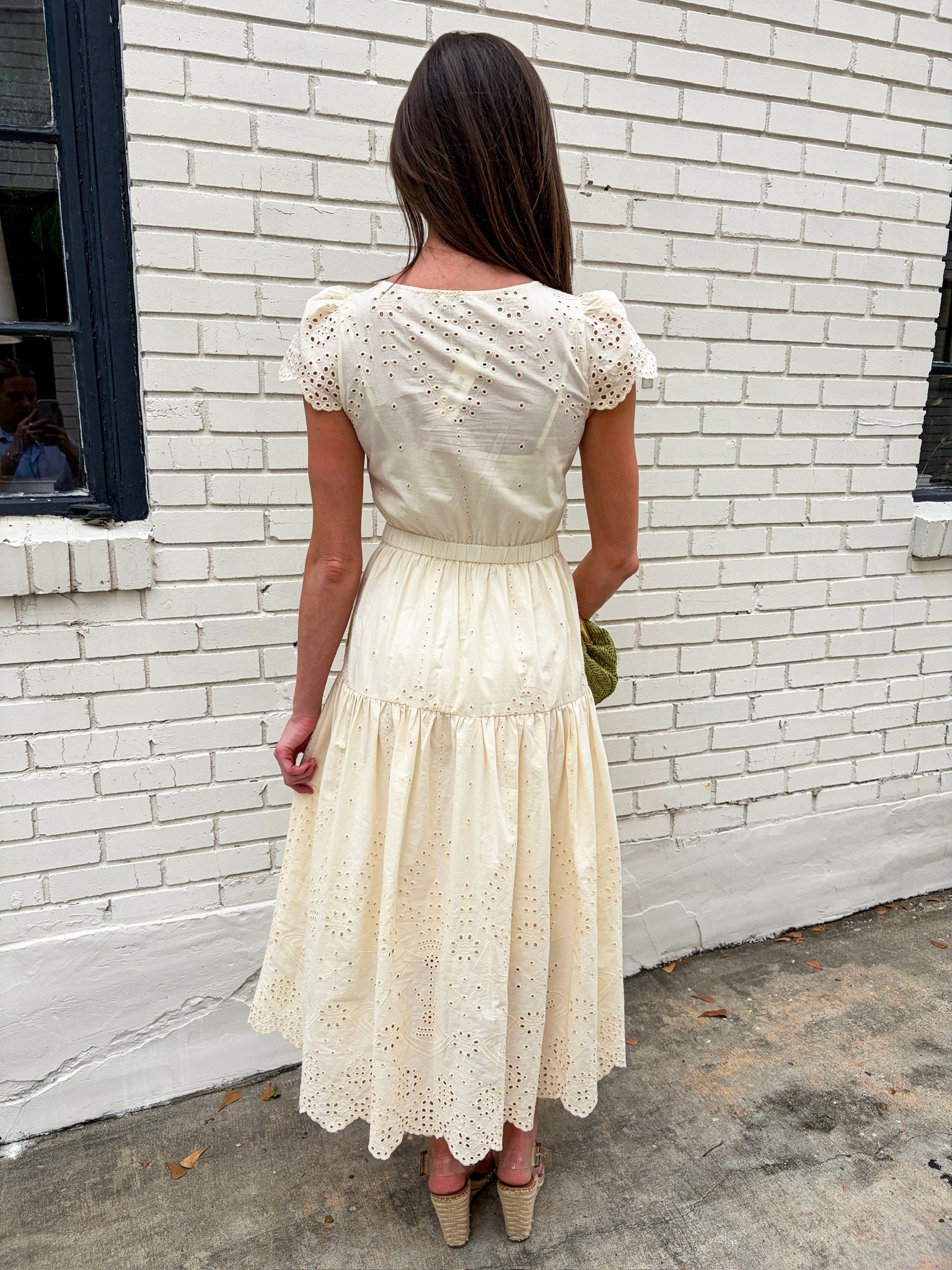 Easy Like Sunday Embroidered Midi Dress-Ivory
