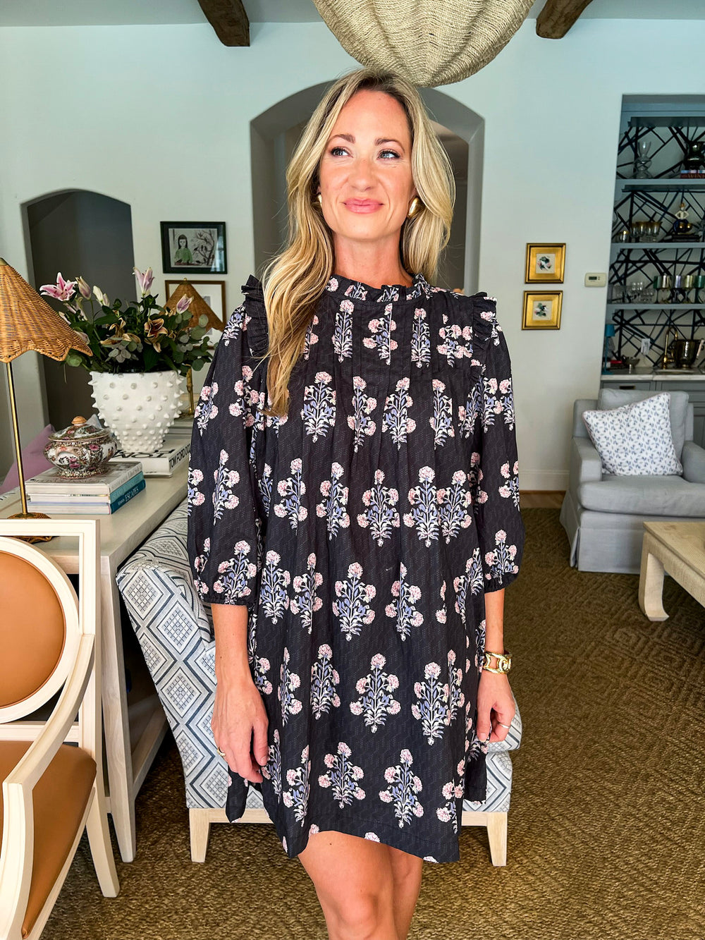 Victorian Florals Ruffle Mini Dress