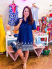 Wild Garden Escape Mini Dress-Navy