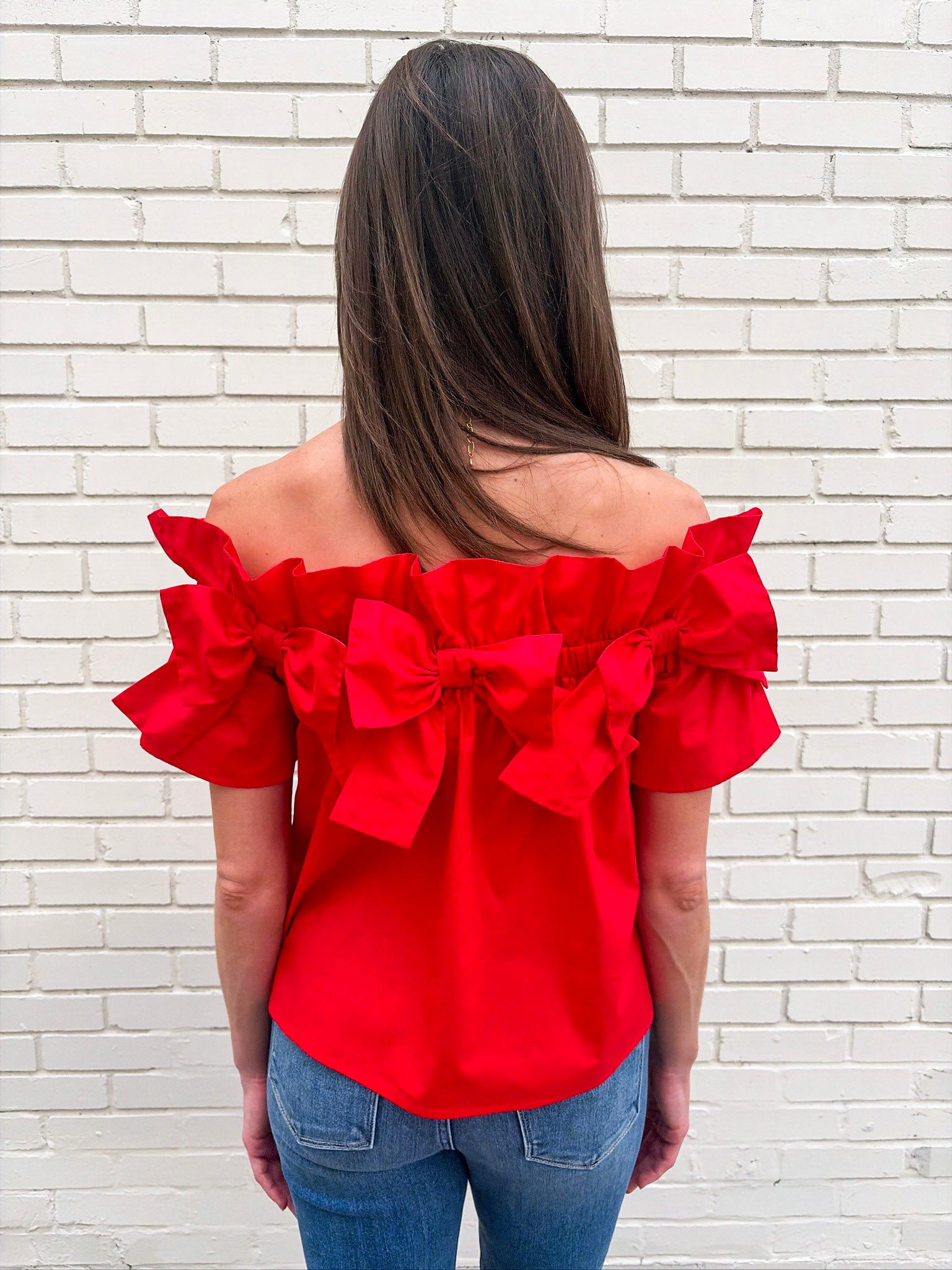Great Night Off Shoulder Top-Red
