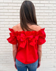 Great Night Off Shoulder Top-Red