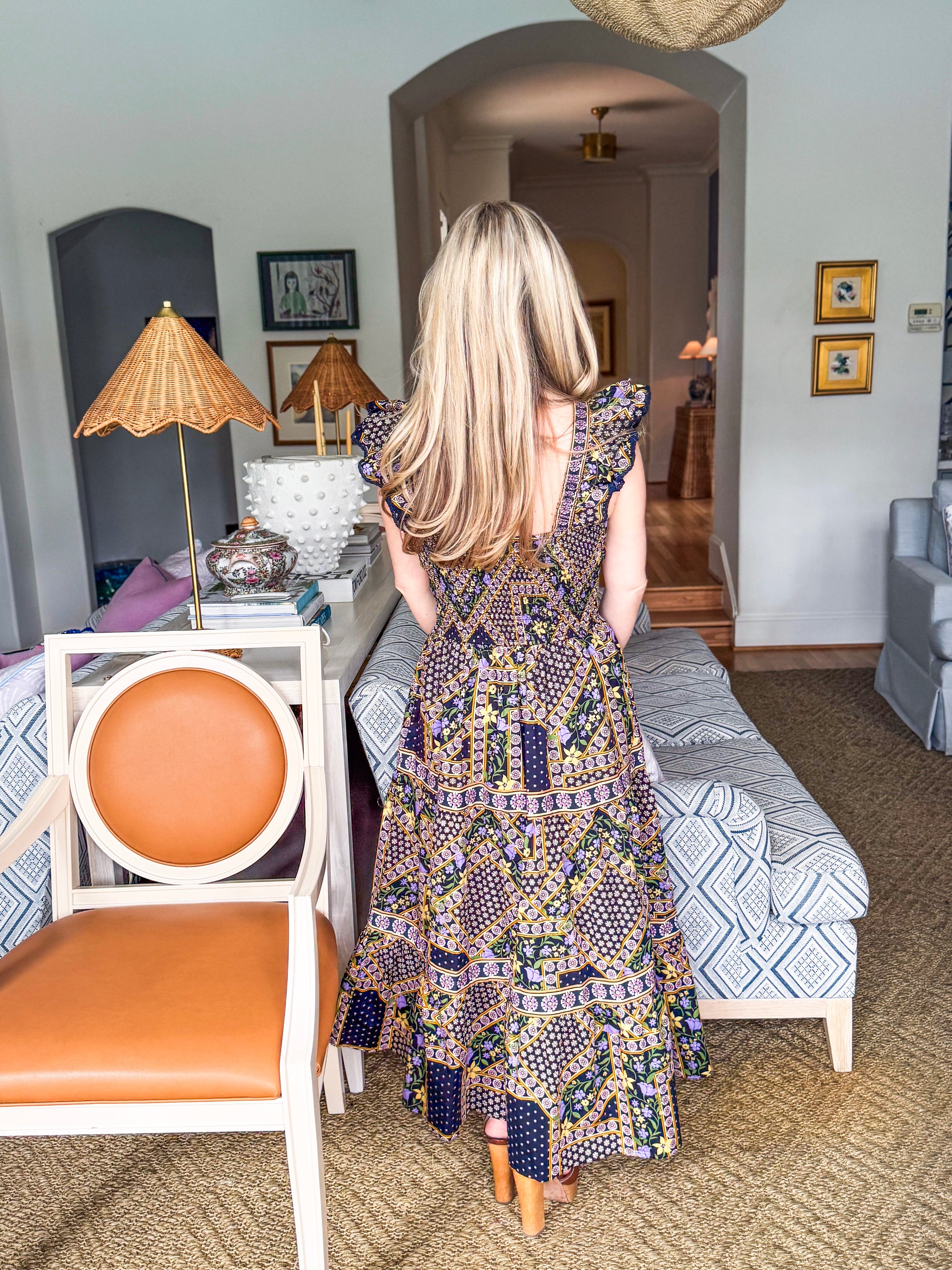 PREORDER: Sweet Spell Floral Midi Dress-Navy