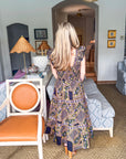 PREORDER: Sweet Spell Floral Midi Dress-Navy