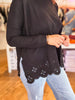 Cuddled Up Eyelet Sweater- Black