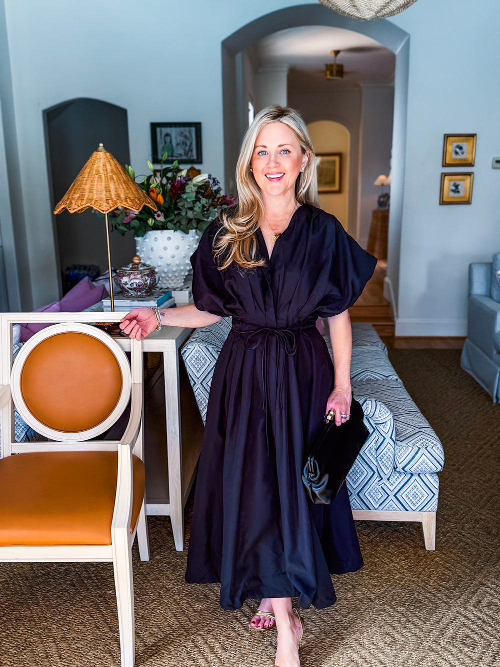 Soho Stroll Pleated Midi Dress-Black