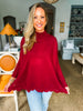 Cuddled Up Eyelet Sweater- Garnet