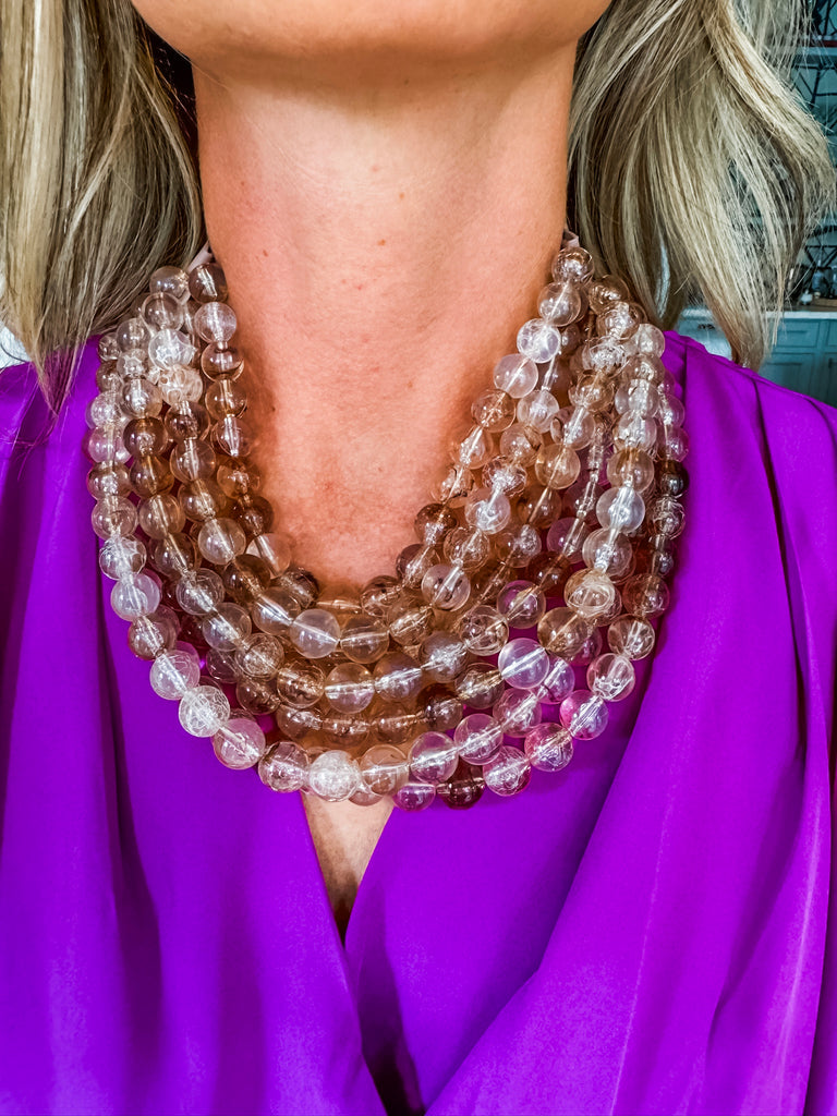 Marbled Collar Necklace- Tan