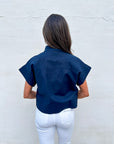 Timeless Touch Collar Top-Navy