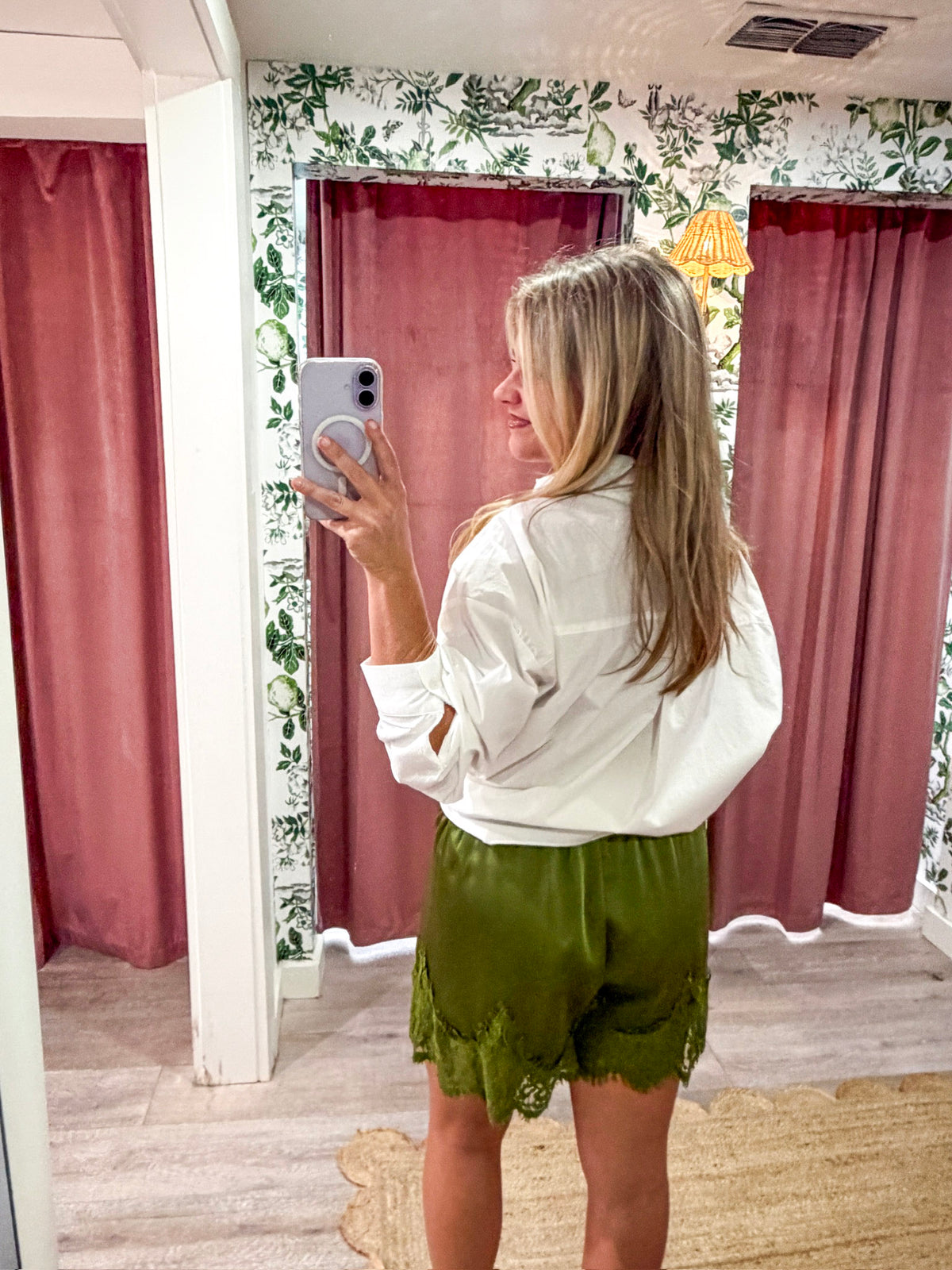 Satin Allure Shorts-Olive