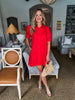 Life in Color Shirt Dress- Red