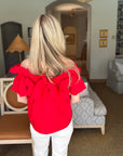 Great Night Off Shoulder Top-Red